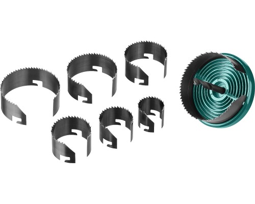 Наборная кольцевая пила по дереву 7 шт., (25-32-38-45-50-56-62x18 мм) KRAFTOOL 29580-H7-18