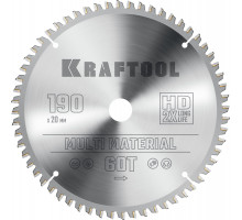 Пильный диск по алюминию Multi Material, 190x20 мм, 60Т KRAFTOOL 36953-190-20