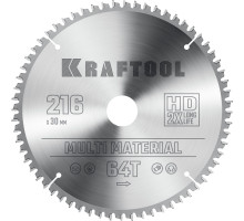 Пильный диск по алюминию Multi Material, 216x30 мм, 64Т KRAFTOOL 36953-216-30