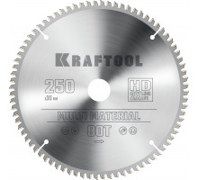 Пильный диск по алюминию Multi Material, 250x30 мм, 80Т KRAFTOOL 36953-250-30