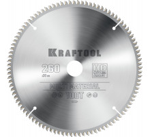 Пильный диск по алюминию Multi Material, 260x30 мм, 100Т KRAFTOOL 36953-260-30