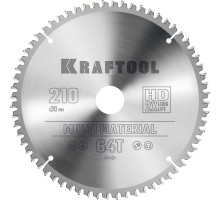 Пильный диск по алюминию Multi Material, 210x30 мм, 64Т KRAFTOOL 36953-210-30