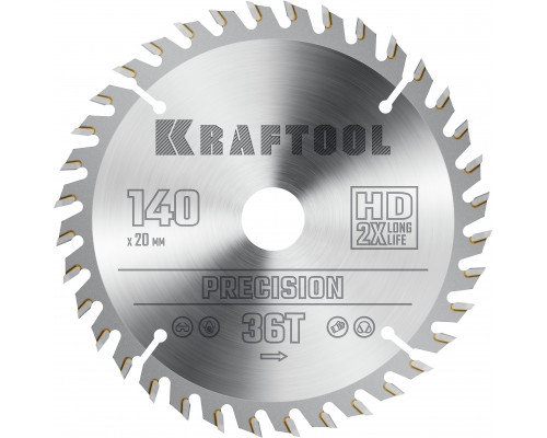 Пильный диск по дереву Precision, 140x20 мм, 36Т KRAFTOOL 36952-140-20 Пильный диск по дереву Precision, 140x20 мм, 36Т KRAFTOOL 36952-140-20