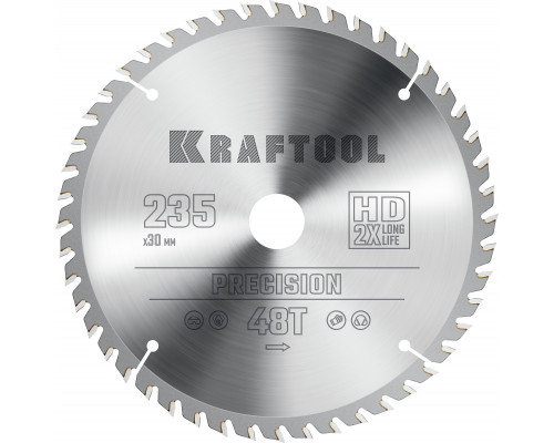 Пильный диск по дереву Precision, 235x30 мм, 48Т KRAFTOOL 36952-235-30 Пильный диск по дереву Precision, 235x30 мм, 48Т KRAFTOOL 36952-235-30