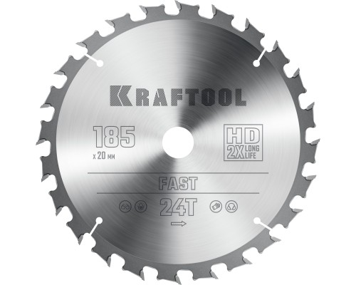Пильный диск по дереву Fast, 185x 20 мм, 24Т KRAFTOOL 36950-185-20