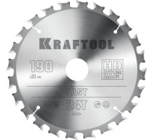 Пильный диск по дереву Fast, 190x30 мм, 24Т KRAFTOOL 36950-190-30