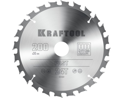 Пильный диск по дереву Fast, 200x30 мм, 24Т KRAFTOOL 36950-200-30