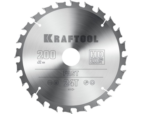 Пильный диск по дереву Fast, 200x32 мм, 24Т KRAFTOOL 36950-200-32