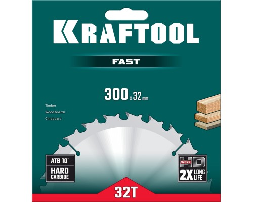 Пильный диск по дереву Fast, 300x32 мм, 32Т KRAFTOOL 36950-300-32