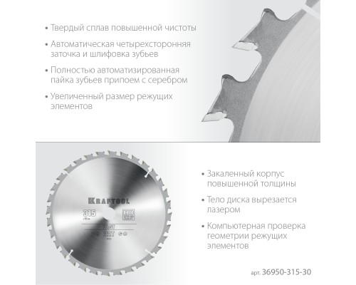 Пильный диск по дереву Fast, 315x30 мм, 32Т KRAFTOOL 36950-315-30