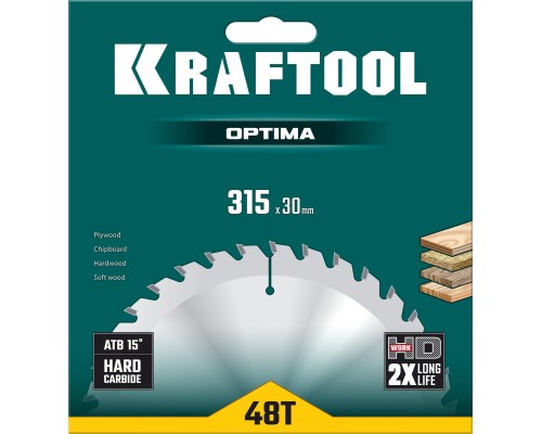 Пильный диск по дереву Optima, 315x30 мм, 48Т KRAFTOOL 36951-315-30