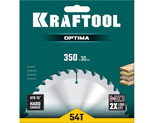 Пильный диск по дереву Optima, 350x30 мм, 54Т KRAFTOOL 36951-350-30