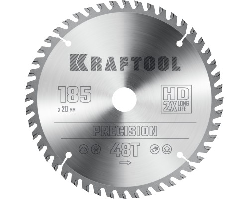 Пильный диск по дереву Precision, 185x20 мм, 48Т KRAFTOOL 36952-185-20