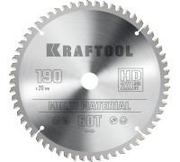 Пильный диск по алюминию Multi Material, 190x20 мм, 60Т KRAFTOOL 36953-190-20