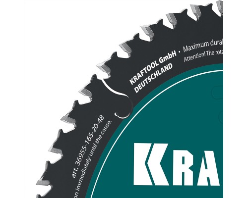 Диск пильный по дереву Slim wood cut 165x20x1.6 мм, 48Т KRAFTOOL 36955-165-20-48