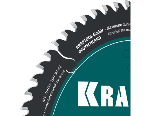 Диск пильный по дереву Slim wood cut 190x30x1.6 мм, 64Т KRAFTOOL 36955-190-30-64