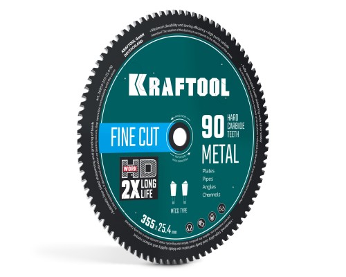 Диск пильный по металлу и стали Metal Cut 355x25.4 мм, 90Т KRAFTOOL 36954-355-25.4-90
