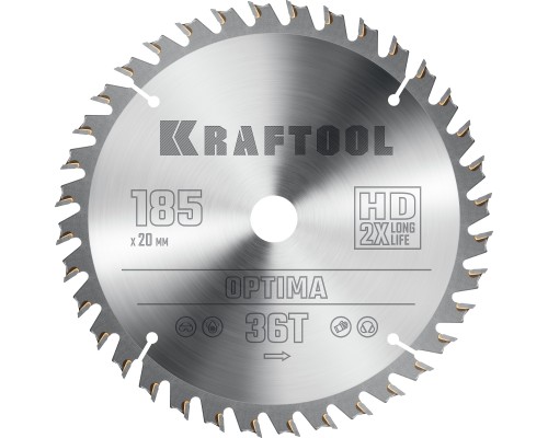 Пильный диск по дереву Optima, 185x20 мм, 36Т KRAFTOOL 36951-185-20