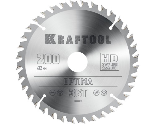 Пильный диск по дереву Optima, 200x32 мм, 36Т KRAFTOOL 36951-200-32