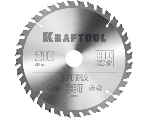 Пильный диск по дереву Optima, 210x30 мм, 36Т KRAFTOOL 36951-210-30