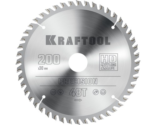 Пильный диск по дереву Precision, 200x30 мм, 48Т KRAFTOOL 36952-200-30
