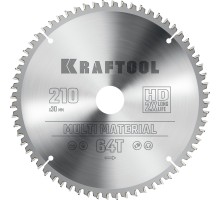 Пильный диск по алюминию Multi Material, 210x30 мм, 64Т KRAFTOOL 36953-210-30