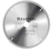 Пильный диск по алюминию Multi Material, 260x30 мм, 100Т KRAFTOOL 36953-260-30