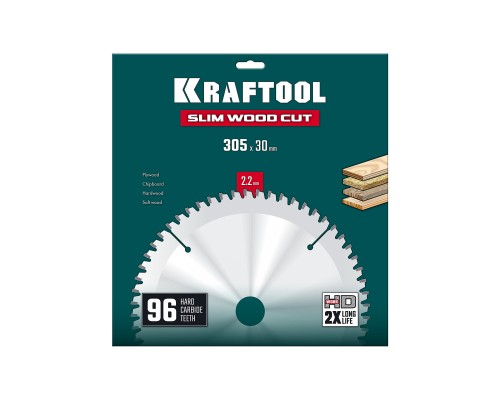 Диск пильный по дереву Slim wood cut 305x30x2.2 мм, 96Т KRAFTOOL 36955-305-30-96