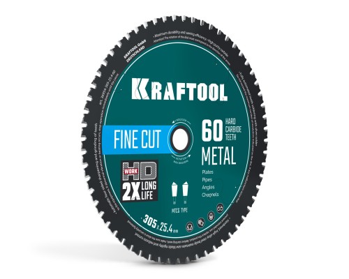 Диск пильный по металлу и стали Metal Cut 305x25.4 мм, 60Т KRAFTOOL 36954-305-25.4-60