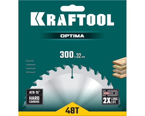 Пильный диск по дереву Optima, 300x32 мм, 48Т KRAFTOOL 36951-300-32