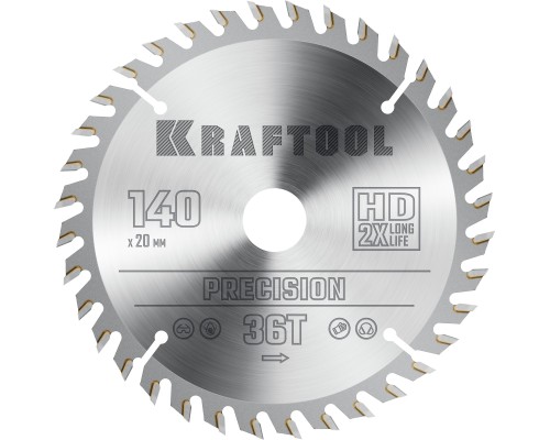 Пильный диск по дереву Precision, 140x20 мм, 36Т KRAFTOOL 36952-140-20