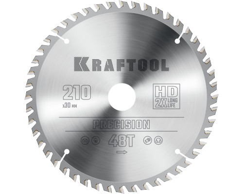 Пильный диск по дереву Precision, 210x30 мм, 48Т KRAFTOOL 36952-210-30