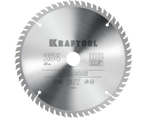 Пильный диск по дереву Precision, 254x30 мм, 60Т KRAFTOOL 36952-254-30