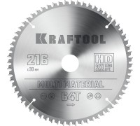 Пильный диск по алюминию Multi Material, 216x30 мм, 64Т KRAFTOOL 36953-216-30