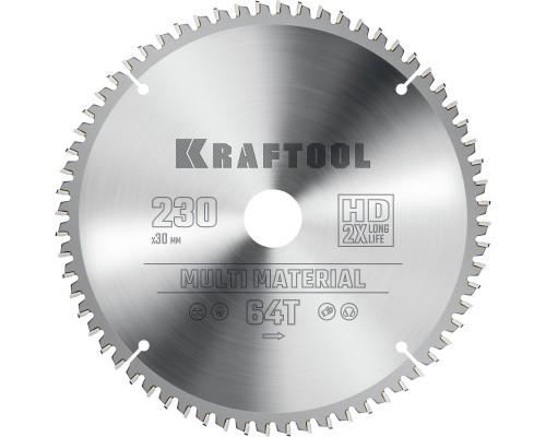 Пильный диск по алюминию Multi Material, 230x30 мм, 64Т KRAFTOOL 36953-230-30
