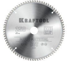Пильный диск по алюминию Multi Material, 250x30 мм, 80Т KRAFTOOL 36953-250-30