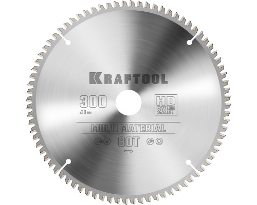 Пильный диск по алюминию Multi Material, 300x30 мм, 80Т KRAFTOOL 36953-300-30