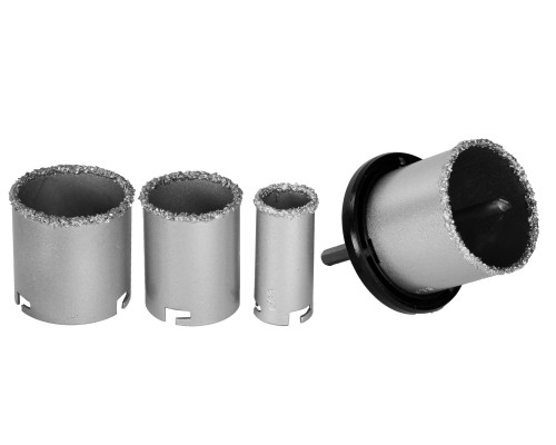 Набор кольцевых коронок 4 шт., d 33, 53, 67, 73 мм, L 55 мм, карбид-вольфрамовая крошка KRAFTOOL 3340_z01