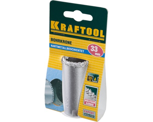 Коронка кольцевая 33 мм, L 55 мм, карбид вольфрама KRAFTOOL 33401-33_z01