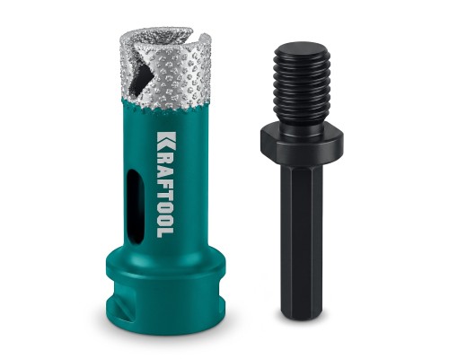 Вакуумная алмазная коронка по керамограниту VS DIAMOND d 25 (М14, HEX10) KRAFTOOL 29890-25