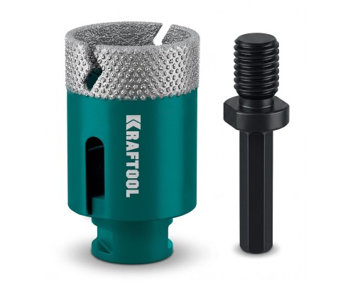 Вакуумная алмазная коронка по керамограниту VS DIAMOND d 45 (М14, HEX10) KRAFTOOL 29890-45