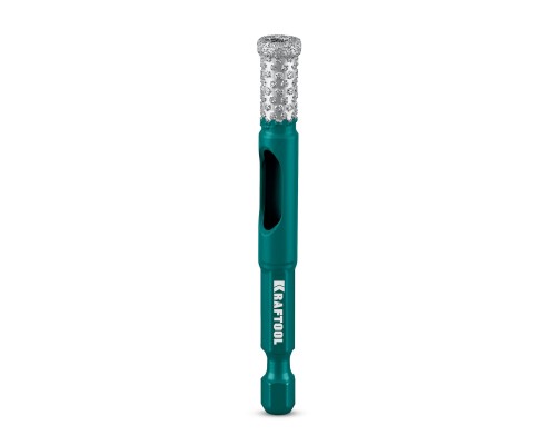 Вакуумное алмазное трубчатое сверло по керамограниту VS DIAMOND d 8, HEX 1/4" KRAFTOOL 29891-08