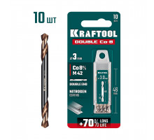 Сверло двухстороннее по металлу сталь M42(+8%Co) класс А DOUBLE Сo-8 3.0х46 мм KRAFTOOL 29654-3.0-10