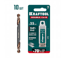 Сверло двухстороннее по металлу сталь M42(+8%Co) класс А DOUBLE Сo-8 3.5х52 мм KRAFTOOL 29654-3.5-10