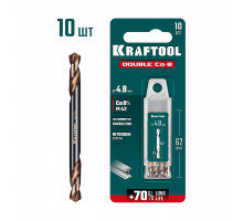 Сверло двухстороннее по металлу сталь M42(+8%Co) класс А DOUBLE Сo-8 4.8х62 мм KRAFTOOL 29654-4.8-10