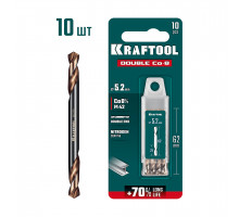 Сверло двухстороннее по металлу сталь M42(+8%Co) класс А DOUBLE Сo-8 5.2х62 мм KRAFTOOL 29654-5.2-10
