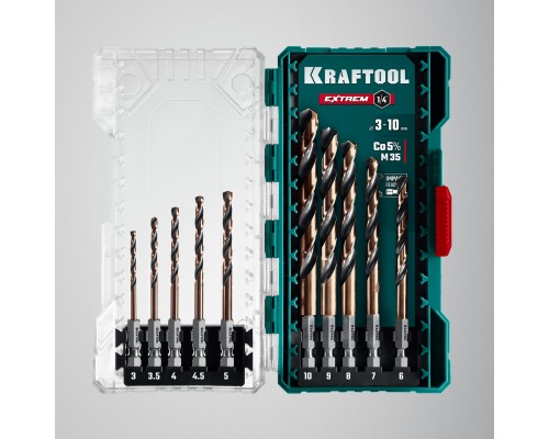 Набор сверл по металлу для винтовертов и шуруповертов IMPACT READY НЕХ-1/4", 10 шт. KRAFTOOL 29652-H10