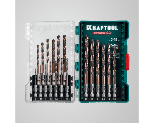 Набор сверл по металлу для винтовертов и шуруповертов IMPACT READY НЕХ-1/4", 19 шт. KRAFTOOL 29652-H19