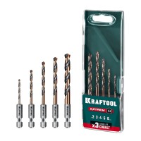 Набор сверл по металлу для винтовертов и шуруповертов IMPACT READY НЕХ-1/4", 5 шт. KRAFTOOL 29652-H5