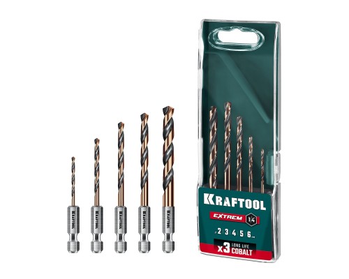 Набор сверл по металлу для винтовертов и шуруповертов IMPACT READY НЕХ-1/4", 5 шт. KRAFTOOL 29652-H5